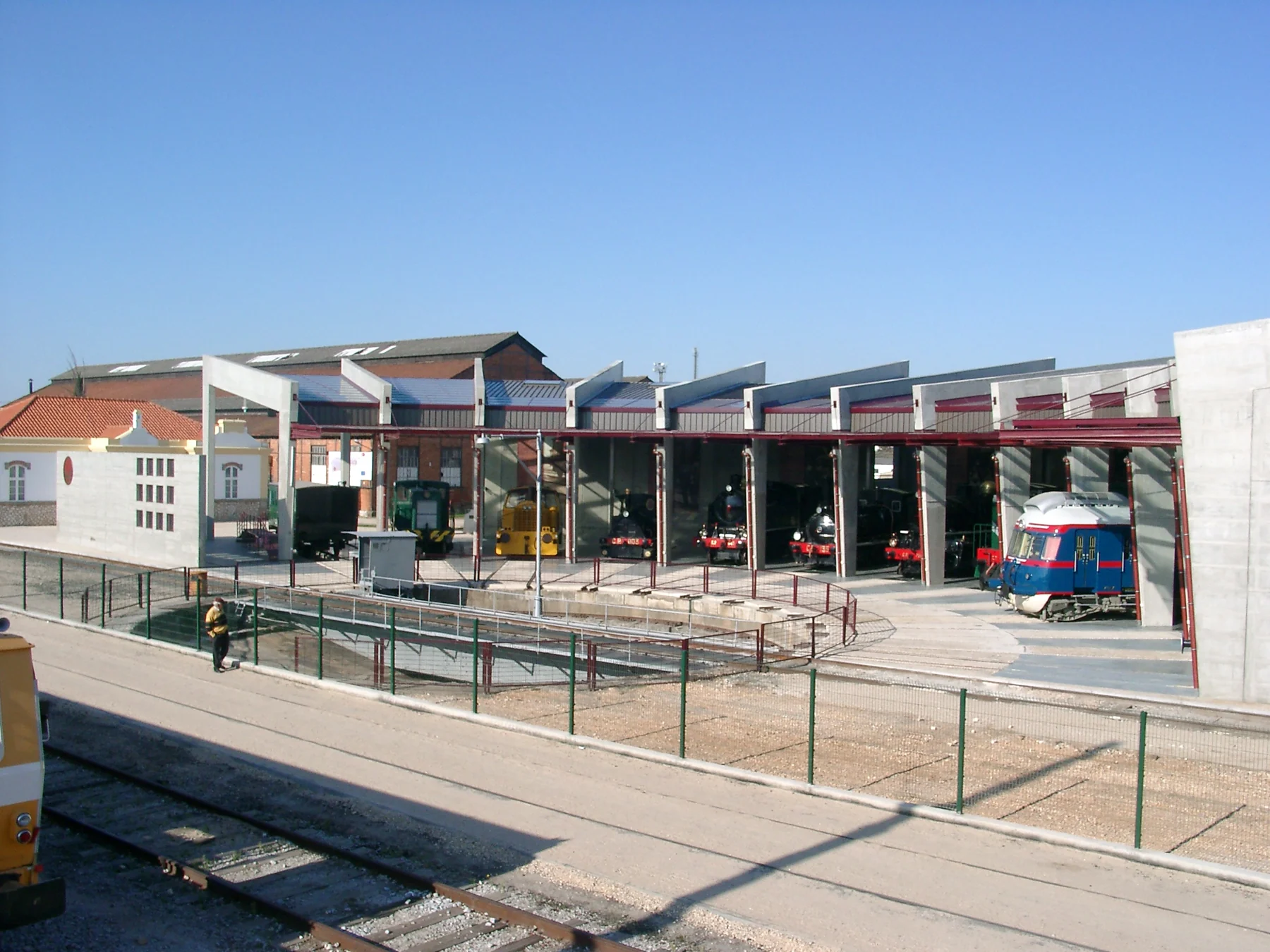 The locomotive roundhouse at the National Railway Museum, photographed in 2008.